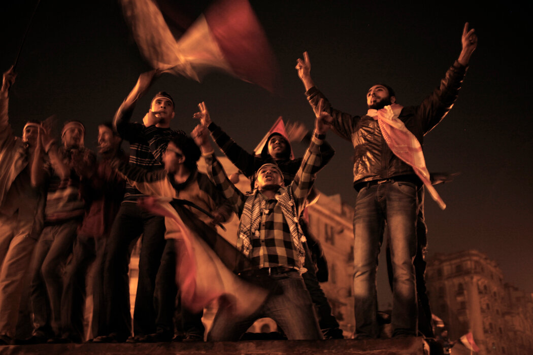 穆巴拉克2011年宣布辞去埃及总统职务后，开罗民众举行了庆祝活动。